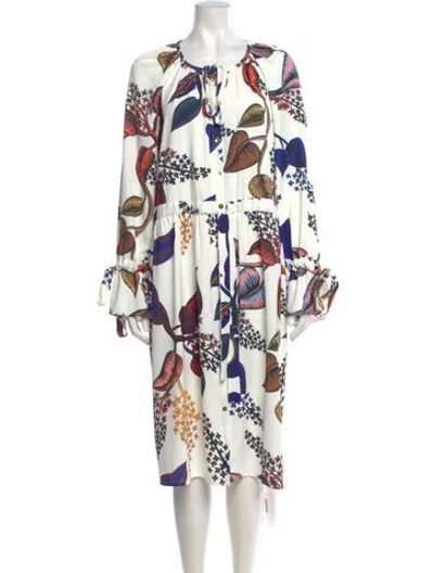 Pre-owned Stine Goya Printed Midi Length Dress In White