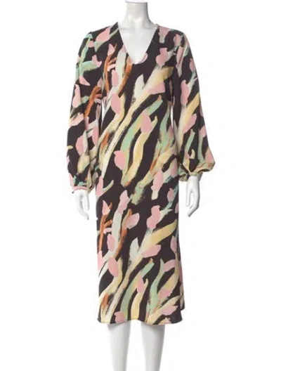Pre-owned Stine Goya Printed Midi Length Dress In Yellow