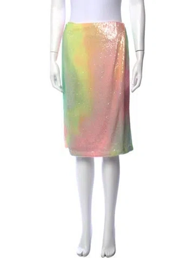 Pre-owned Stine Goya Printed Midi Length Skirt In Green/pink
