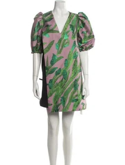 Pre-owned Stine Goya Printed Mini Dress In Green
