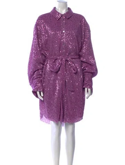 Pre-owned Stine Goya Printed Mini Dress In Metallic/purple
