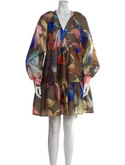 Pre-owned Stine Goya Printed Mini Dress W/ Tags In Brown