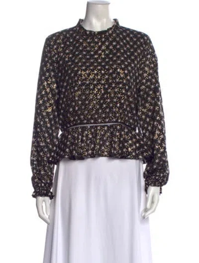 Pre-owned Stine Goya Printed Mock Neck Blouse In Black