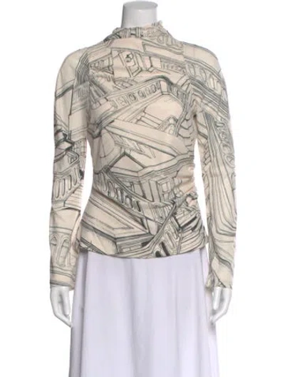 Pre-owned Stine Goya Printed Mock Neck Top W/ Tags In Neutral
