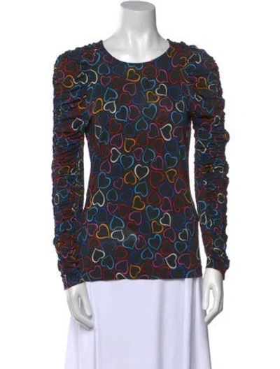 Pre-owned Stine Goya Printed Scoop Neck Top In Black