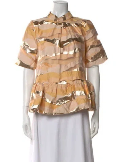 Pre-owned Stine Goya Printed Short Sleeve Blouse In Silver