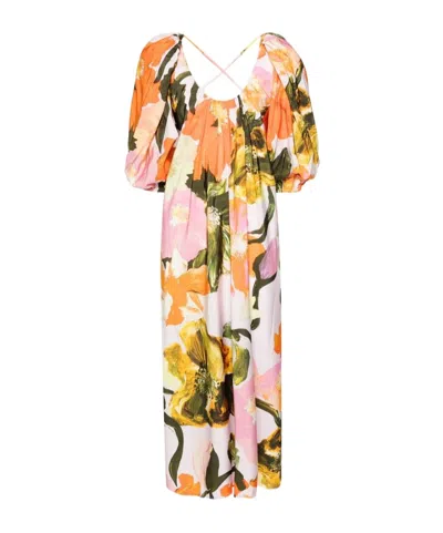 Stine Goya Printed Short-sleeved Dress In Pink/orange