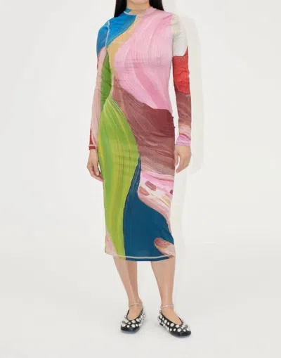 Stine Goya Pullover Long Sleeve Dress In Hands Print In Multi