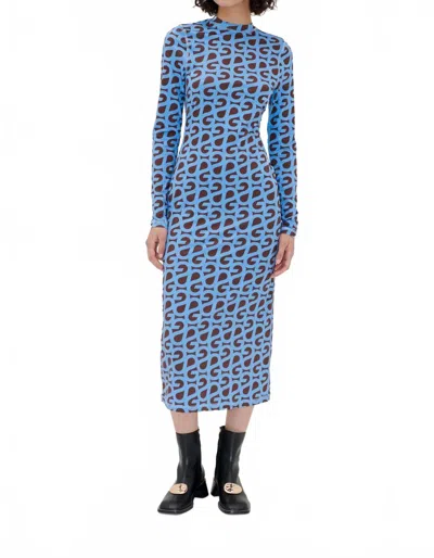 Stine Goya Pullover Long Sleeve Midi Dress In Blue In Multi