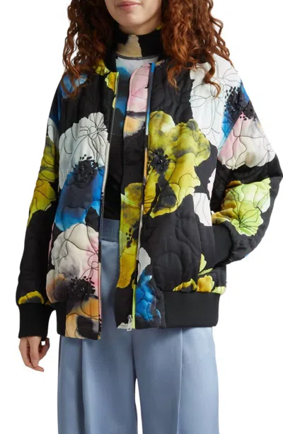 Stine Goya Quilted Bomber Jacket In Watercolor Bloom In Multicoloured 1