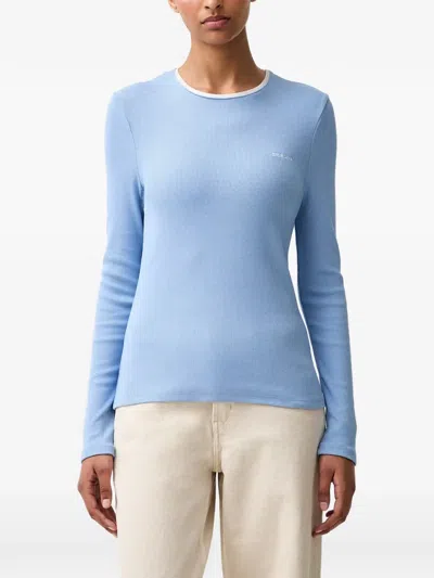 Stine Goya Ribbed-knit Long-sleeve Top In Blue
