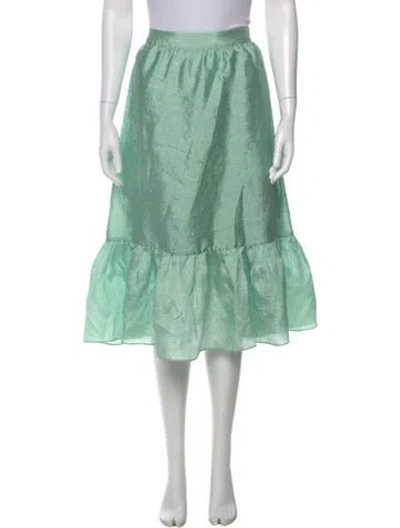 Pre-owned Stine Goya Ruffle Embellishment Midi Length Skirt In Green