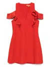 Stine Goya Ruffle-sleeves Mini Dress In Red