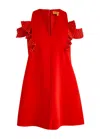 Stine Goya Ruffled Crystal-embellished Crepe Mini Dress In Red