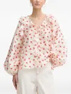 Stine Goya Ruffled Floral-print Blouse In Neutral