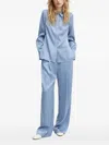 Stine Goya Collared Fitted Recycled Polyester Satin Button-up Shirt In Blue
