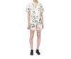 Stine Goya Scalloped Elasticated Waistband Shorts In Wild Flowers Embroidery In White