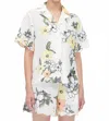 Stine Goya Scalloped Short Sleeve Shirt In Wild Flowers Embroidery In White