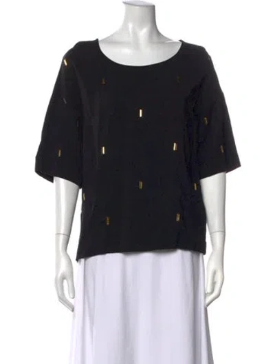 Pre-owned Stine Goya Scoop Neck Short Sleeve Top In Black