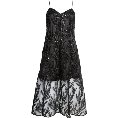 Stine Goya Sequin Sleeveless Midi Dress In Abstract Embellishment