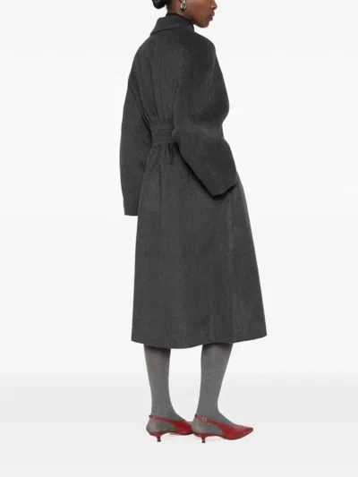 Stine Goya Shirred-waist Single-breasted Coat In Purple