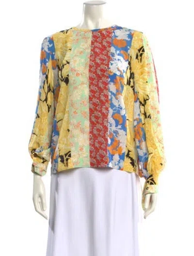 Pre-owned Stine Goya Silk Floral Print Blouse In Yellow
