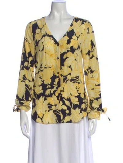 Pre-owned Stine Goya Silk Floral Print Blouse In Yellow