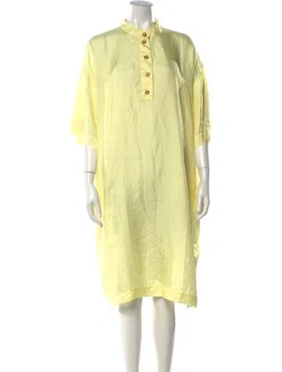 Pre-owned Stine Goya Silk Knee-length Dress In Yellow