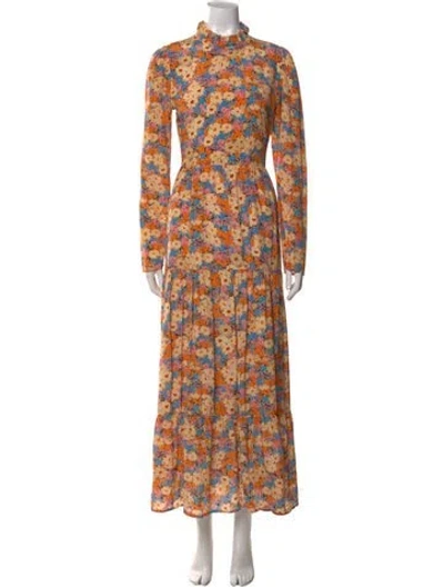 Pre-owned Stine Goya Silk Long Dress In Neutral