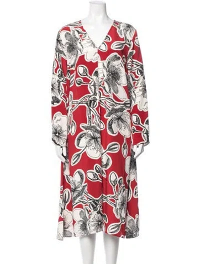 Pre-owned Stine Goya Silk Midi Length Dress In Red