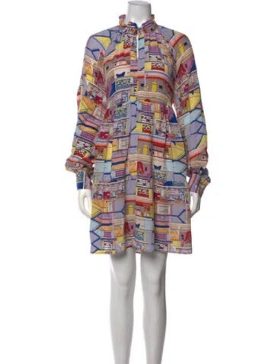 Pre-owned Stine Goya Silk Mini Dress In Blue/purple