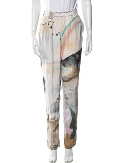 Pre-owned Stine Goya Silk Wide Leg Pants In White