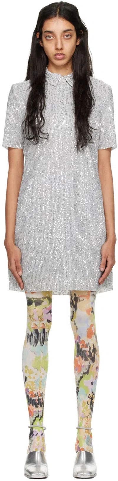 Stine Goya Silver Kalmi Minidress In 4015 Silver