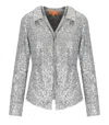 Stine Goya Silver Sequined Shirt With Double Collar And Pockets In Gray
