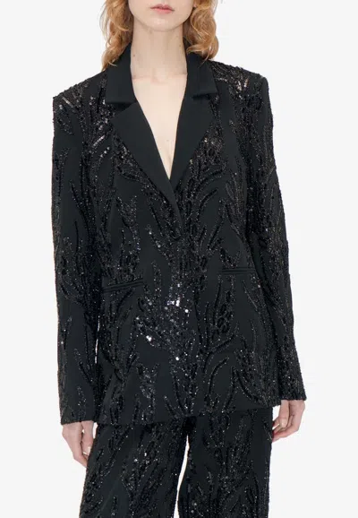 Stine Goya Single-breasted Sequined Blazer In Black