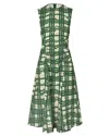 Stine Goya Sleeveless Gathered Midi Dress - Checkered Wave In Green