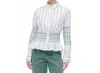 Stine Goya Smocked Gathered Boyfriend Shirt In Pastel Stripes In Multi