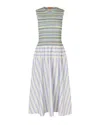 Stine Goya Mixed Stripe Smock Bodice Organic Cotton Dress In Gold