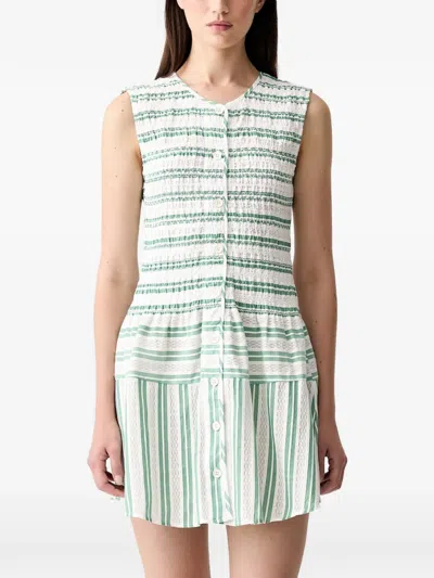 Stine Goya Smocked Striped Mini Dress In Multi