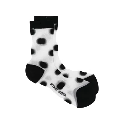 Stine Goya Polka-dot Sheer-finish Socks In White