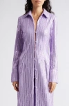 STINE GOYA SONJA SEQUIN LONG SLEEVE BUTTON-UP MIDI SHIRTDRESS