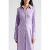 Stine Goya Sonja Sequin Long Sleeve Button-up Midi Shirtdress In Lavender