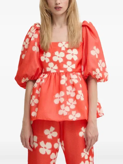 Stine Goya Square-neck Floral-pattern Blouse In Pink