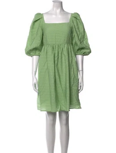 Pre-owned Stine Goya Square Neckline Mini Dress In Green