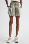 Stine Goya Stripe Organic Cotton Drawstring Shorts In Green
