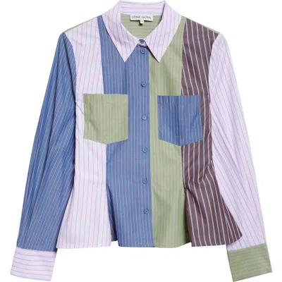 STINE GOYA STINE GOYA STRIPE PEPLUM ORGANIC COTTON SHIRT