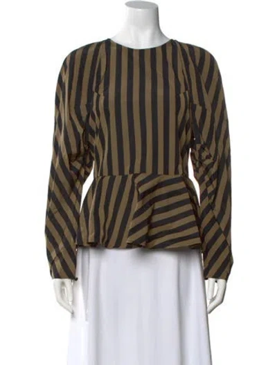 Pre-owned Stine Goya Striped Bateau Neckline Blouse In Green