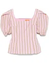 Stine Goya Soft Jacquard Weave Blouson Sleeve Top Wallpaper Stripes In Pink
