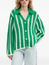 Stine Goya Striped Button-up Cardigan In Green