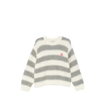Stine Goya Striped Chunky Knit Wool Sweater In Gray